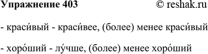 Изображение 403. От прилагательных красивый, хороший образуйте все возможные формы простой и сложной сравнительной степени. Проконтролируйте нормы образования и произношения этих...
