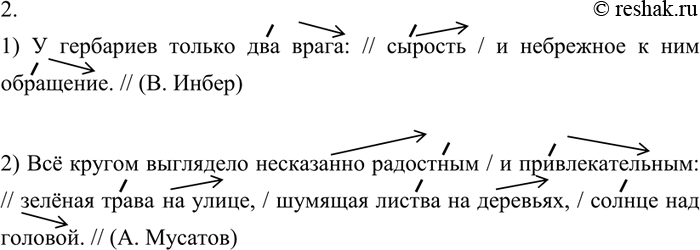 Изображение 224. 1. Прочитайте вслух предложения в соответствии с интонационными пометами.1) Кругом всё сверкало, / переливалось,/ искрилось:/ самовар, / чернильницы, / татарские...